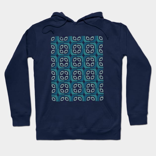 Teal Green and Blue Color Geometric Seamless Pattern Hoodie by Ezzkouch